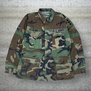 Vintage 90s Military Tactical Button Up Shirt Mens S Woodland Camo Small Regular